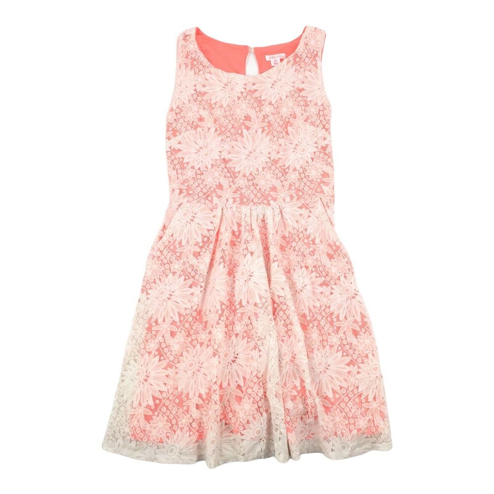 Xhilaration Full Lace Sleeveless Dress Size Small Womens Neon Orange White S